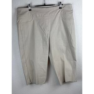 Ruby Rd Clamdigger Capri Khaki Pant Size 16P Womens Stretch Pull On NWT